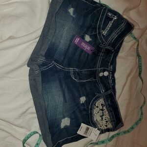 Selina Dark Blue Distressed Jean Shorts